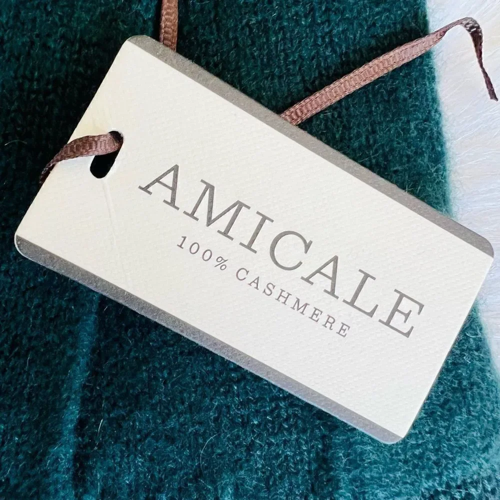 AMICALE Cashmere Touch Screen Tech Knit Gloves, Luxurious, 100%, Dark Green, NWT